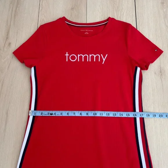 Tommy Hilfiger Tommy Embroidered Logo Red T-Shirt Dress Small / Sporty Spice - Picture 7 of 14